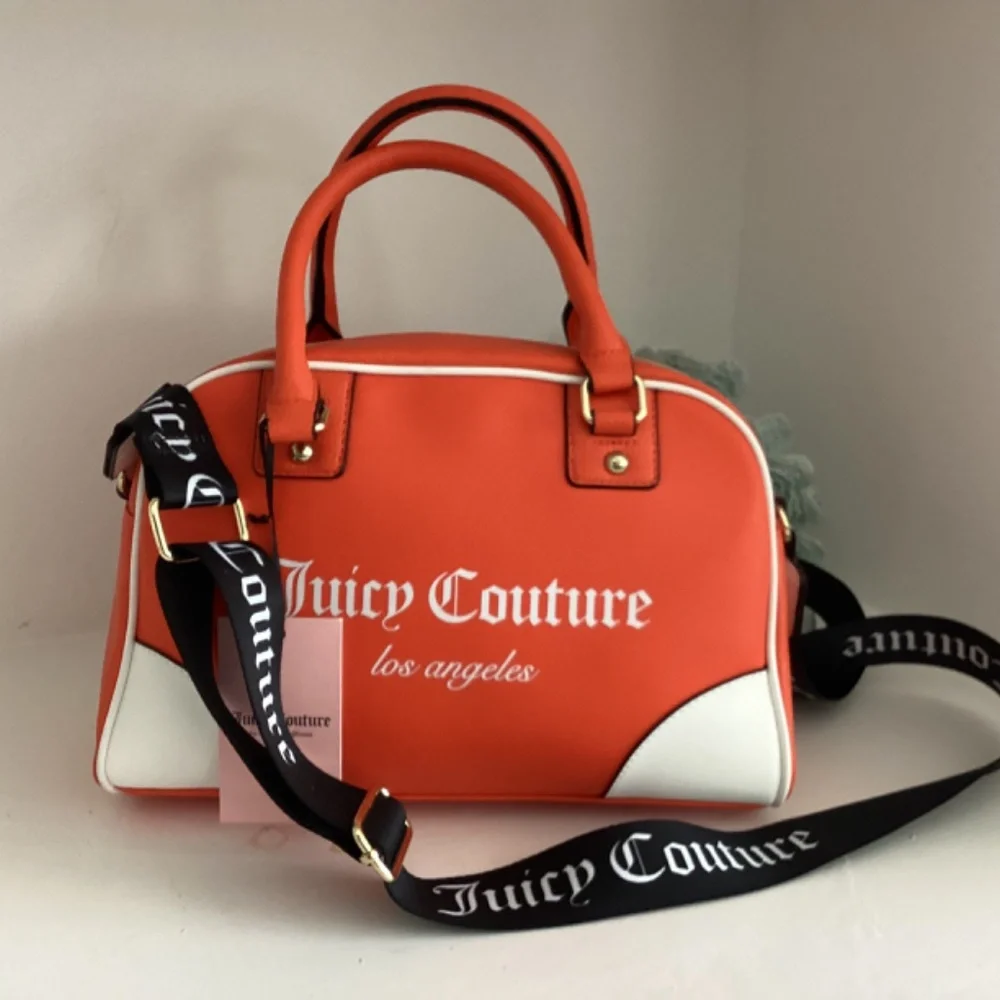 REDUCED Juicy Couture Fashionista Sports Bowler Satchel Crossbody Orange & White